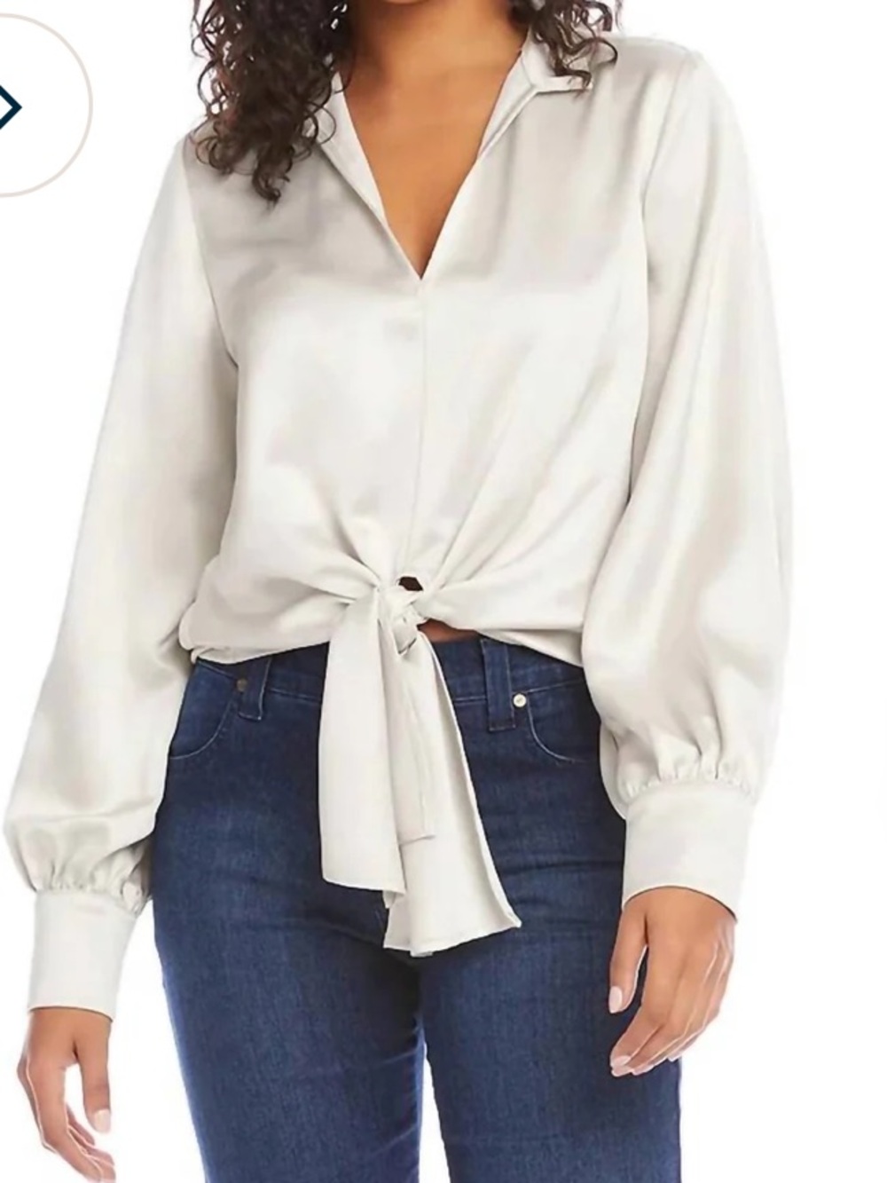 NWOT Karen Kane Ivory Tie-Front V-Neck Blouse